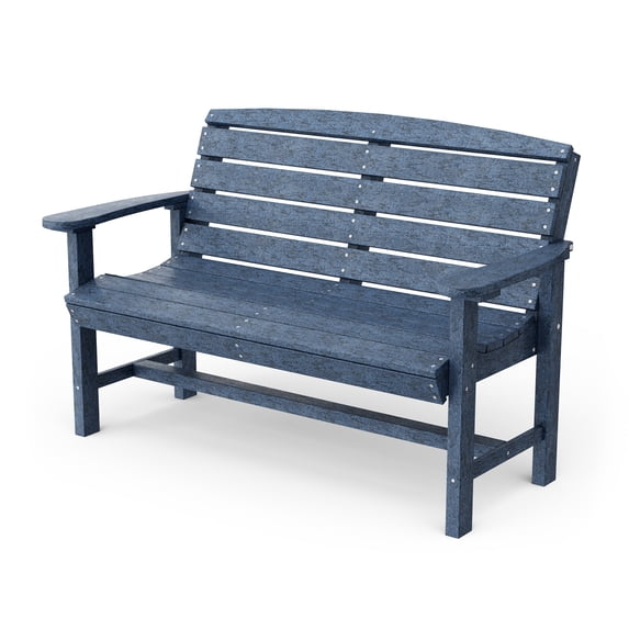 Wildridge Classic Bench, Patriot Blue - Outdoor Weather Resistant Poly Lumber Bench for Patio, Deck, Garden