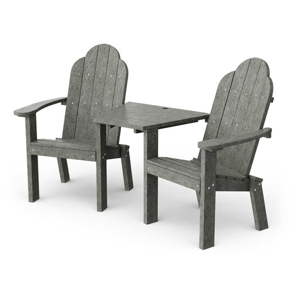 Wildridge Classic Deck Chair Tete-A-Tete, Dark Gray - Outdoor Weather Resistant HDPE Furniture for Patio