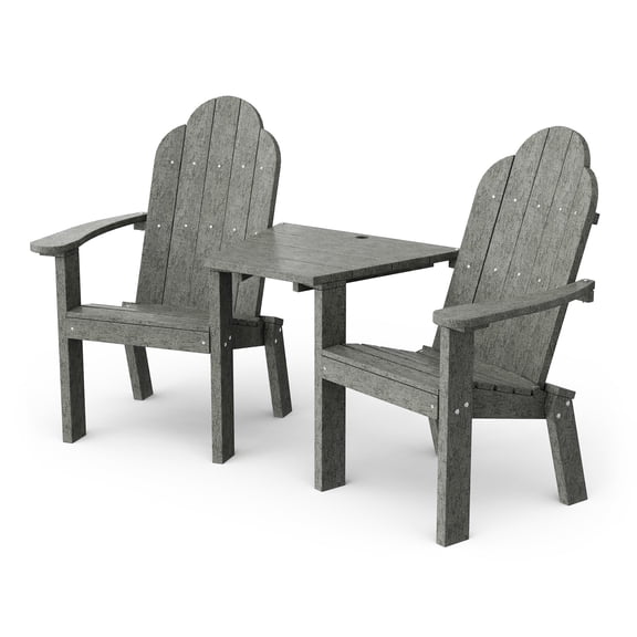 Wildridge Classic Deck Chair Tete-A-Tete, Dark Gray - Outdoor Weather Resistant HDPE Furniture for Patio