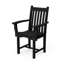 Wildridge Classic Dining Arm Chair, Black - Outdoor Weather Resistant Recycled Plastic Furniture for Patio
