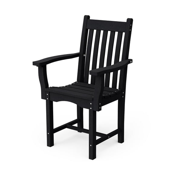 Wildridge Classic Dining Arm Chair, Black - Outdoor Weather Resistant Recycled Plastic Furniture for Patio