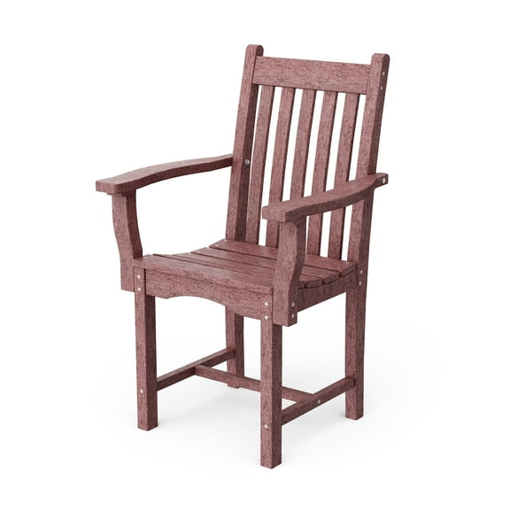 Wildridge Classic Dining Arm Chair, Cherrywood - Outdoor Weather Resistant Recycled Plastic Furniture for Patio