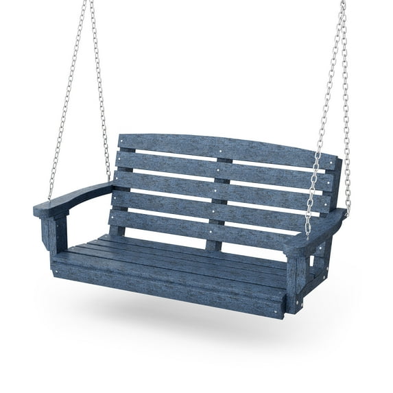 Wildridge Classic Porch Swing, Patriot Blue - Outdoor Weather Resistant Recycled Plastic Furniture for Patio