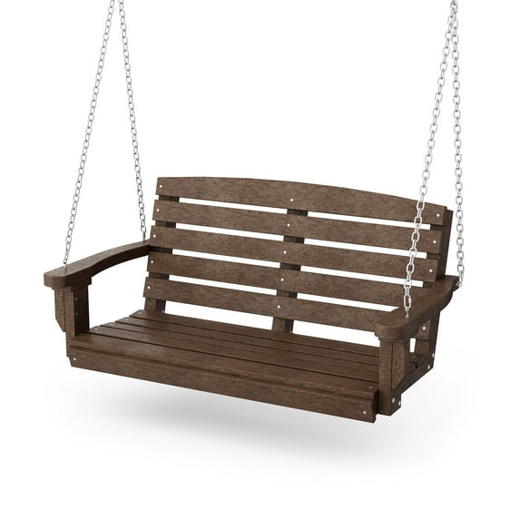 Wildridge Classic Porch Swing, Tudor Brown - Outdoor Weather Resistant Recycled Plastic Furniture for Patio