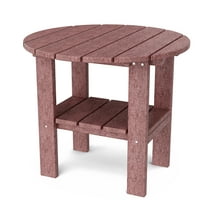 Wildridge Classic Round Side Table, Cherrywood - Outdoor Weather Resistant Recycled Plastic Furniture for Patio