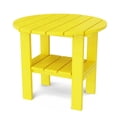 thumbnail image 1 of Wildridge Classic Round Side Table, Lemon Yellow - Outdoor Weather Resistant Recycled Plastic Furniture for Patio, 1 of 4