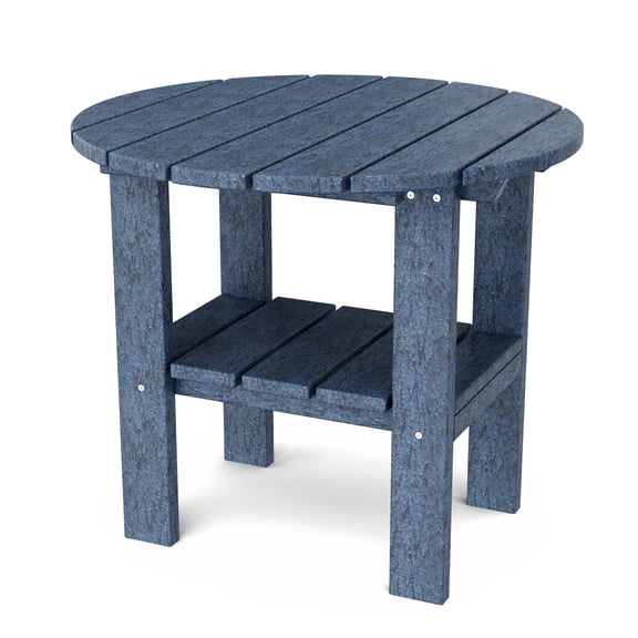 Wildridge Classic Round Side Table, Patriot Blue - Outdoor Weather Resistant Recycled Plastic Furniture for Patio