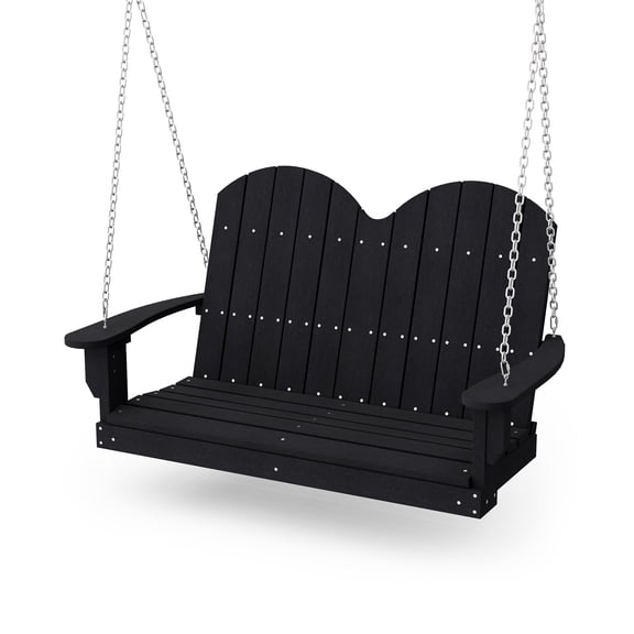 Wildridge Classic Savannah Porch Swing, Black - Outdoor Weather Resistant Recycled Plastic Furniture for Patio