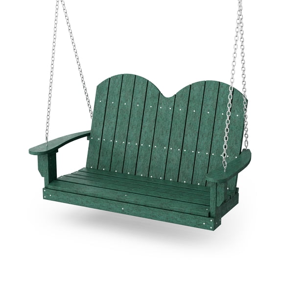 Wildridge Classic Savannah Porch Swing, Turf Green - Outdoor Weather Resistant Recycled Plastic Furniture for Patio