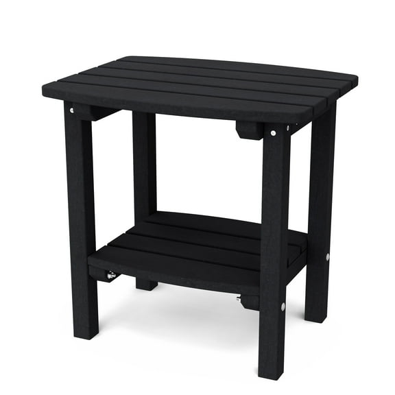 Wildridge Classic Side Table, Black - Outdoor Weather Resistant Recycled Plastic Furniture for Patio