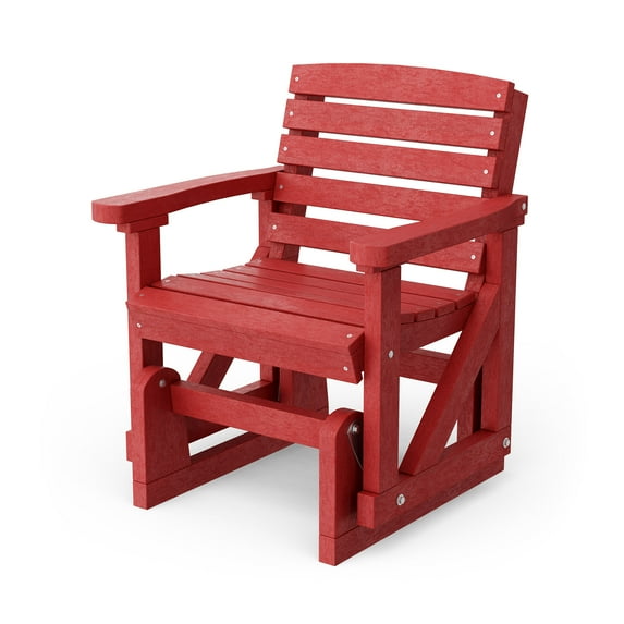 Wildridge Classic Single Glider, Cardinal Red - Outdoor Weather Resistant Recycled HDPE Glider for Porch, Patio, Deck