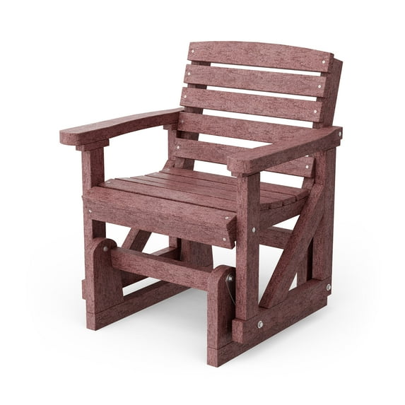 Wildridge Classic Single Glider, Cherrywood - Outdoor Weather Resistant Recycled HDPE Glider for Porch, Patio, Deck