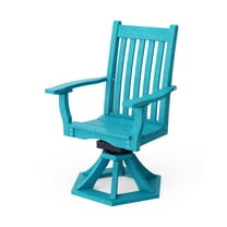 Wildridge Classic Swivel Dining Arm Chair, Aruba Blue - Outdoor Weather Resistant Recycled Plastic Furniture for Patio
