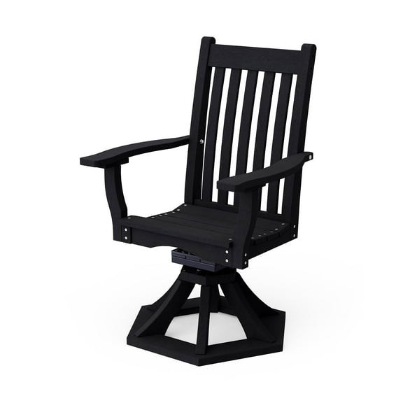 Wildridge Classic Swivel Dining Arm Chair, Black - Outdoor Weather Resistant Recycled Plastic Furniture for Patio