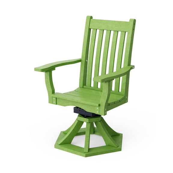 Wildridge Classic Swivel Dining Arm Chair, Lime Green - Outdoor Weather Resistant Recycled Plastic Furniture for Patio