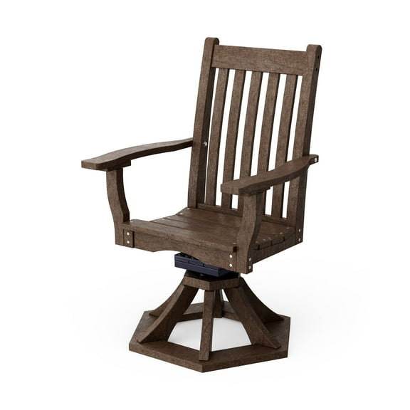 Wildridge Classic Swivel Dining Arm Chair, Tudor Brown - Outdoor Weather Resistant Recycled Plastic Furniture for Patio