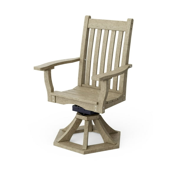 Wildridge Classic Swivel Dining Arm Chair, Weathered Wood - Outdoor Weather Resistant Recycled Plastic Furniture for Patio