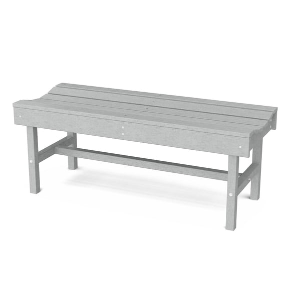 Wildridge Classic Vineyard Bench, Light Gray - Outdoor Weather Resistant Poly Lumber Bench for Patio, Deck, Garden