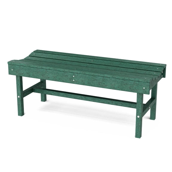 Wildridge Classic Vineyard Bench, Turf Green - Outdoor Weather Resistant Poly Lumber Bench for Patio, Deck, Garden