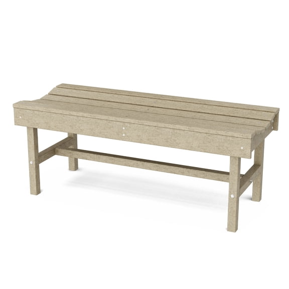 Wildridge Classic Vineyard Bench, Weathered Wood - Outdoor Weather Resistant Poly Lumber Bench for Patio, Deck, Garden