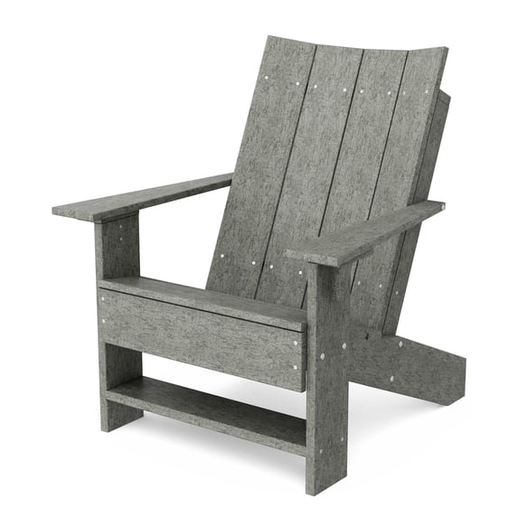 Wildridge Contemporary Adirondack Chair, Dark Gray - All-Weather Recycled Plastic Furniture for Patio, Deck, Lawn