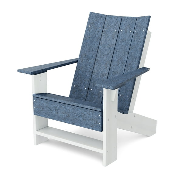 Wildridge Contemporary Adirondack Chair, Patriot Blue and White - All-Weather Recycled Plastic Furniture for Patio, Deck, Lawn