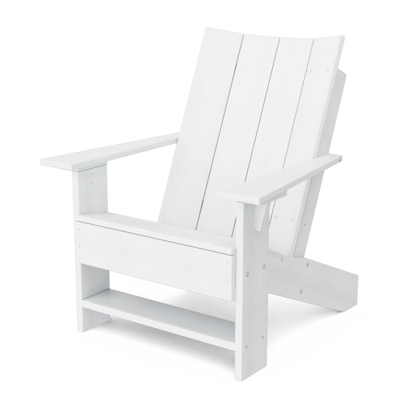 Wildridge Contemporary Adirondack Chair, White - All-Weather Recycled Plastic Furniture for Patio, Deck, Lawn