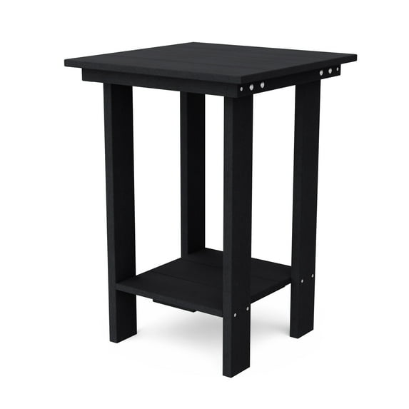 Wildridge Contemporary Balcony Table, Black - Outdoor Weather Resistant Recycled Plastic Furniture for Patio