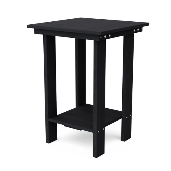 Wildridge Contemporary Balcony Table, Black - Outdoor Weather Resistant Recycled Plastic Furniture for Patio