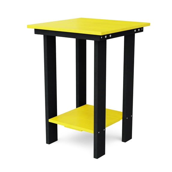 Wildridge Contemporary Balcony Table, Lemon Yellow and Black - Outdoor Weather Resistant Recycled Plastic Furniture for Patio