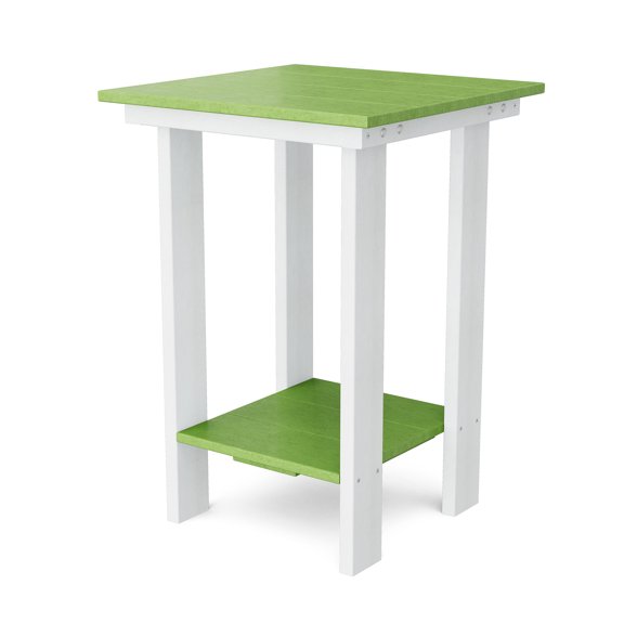 Wildridge Contemporary Balcony Table, Lime Green and White - Outdoor Weather Resistant Recycled Plastic Furniture for Patio