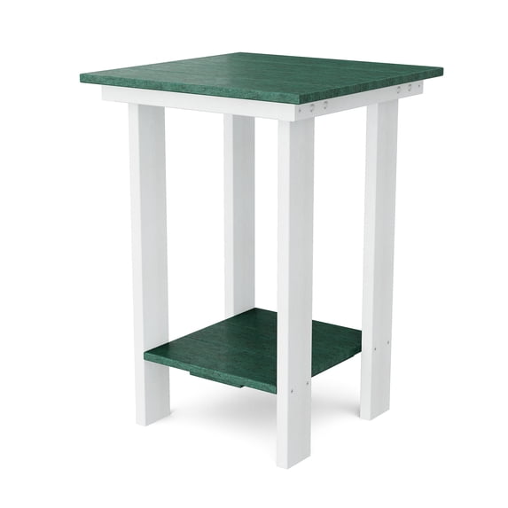 Wildridge Contemporary Balcony Table, Turf Green and White - Outdoor Weather Resistant Recycled Plastic Furniture for Patio