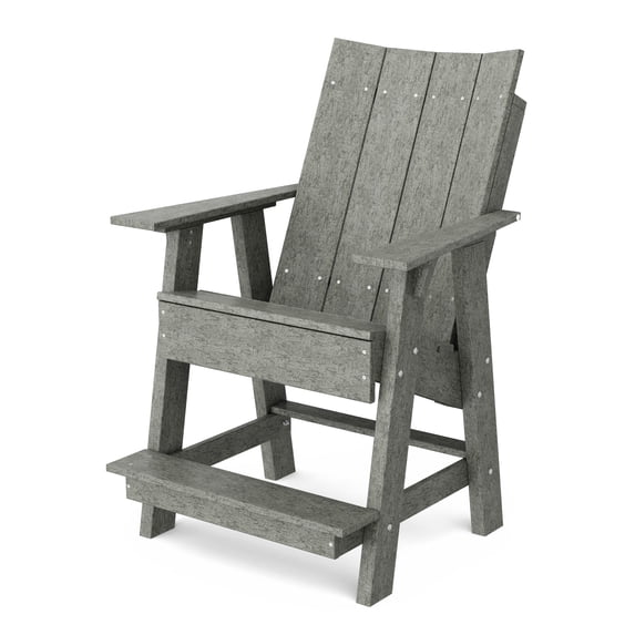 Wildridge Contemporary High Adirondack Chair, Dark Gray - All-Weather Recycled Plastic Furniture for Patio, Deck, Lawn