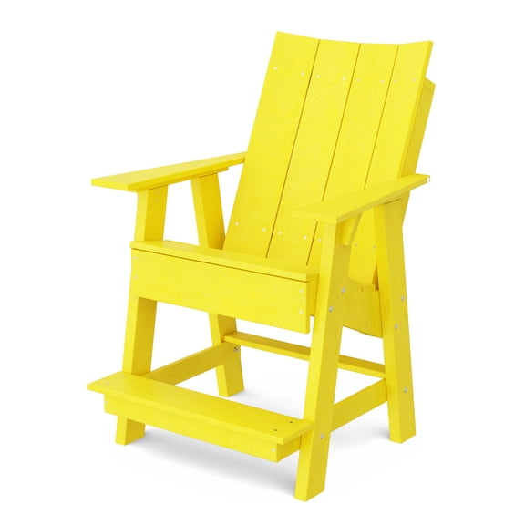 Wildridge Contemporary High Adirondack Chair, Lemon Yellow - All-Weather Recycled Plastic Furniture for Patio, Deck, Lawn