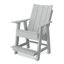 Wildridge Contemporary High Adirondack Chair, Light Gray - All-Weather Recycled Plastic Furniture for Patio, Deck, Lawn