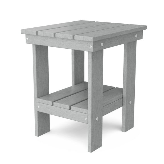 Wildridge Freedom Side Table, Light Gray - Outdoor Weather Resistant Recycled Plastic Furniture for Patio
