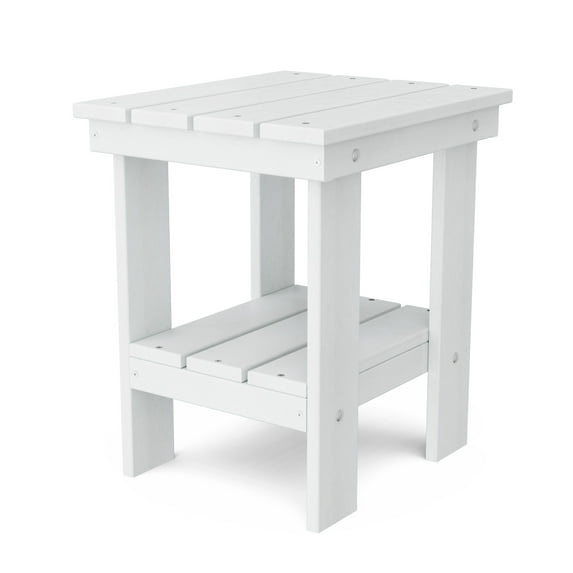 Wildridge Freedom Side Table, White - Outdoor Weather Resistant Recycled Plastic Furniture for Patio