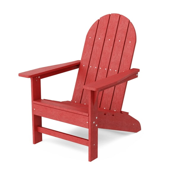 Wildridge Freedom Traditional Adirondack Chair, Cardinal Red - Outdoor Weather Resistant Poly Furniture for Patio, Porch, Deck, Pool, Garden, Backyard