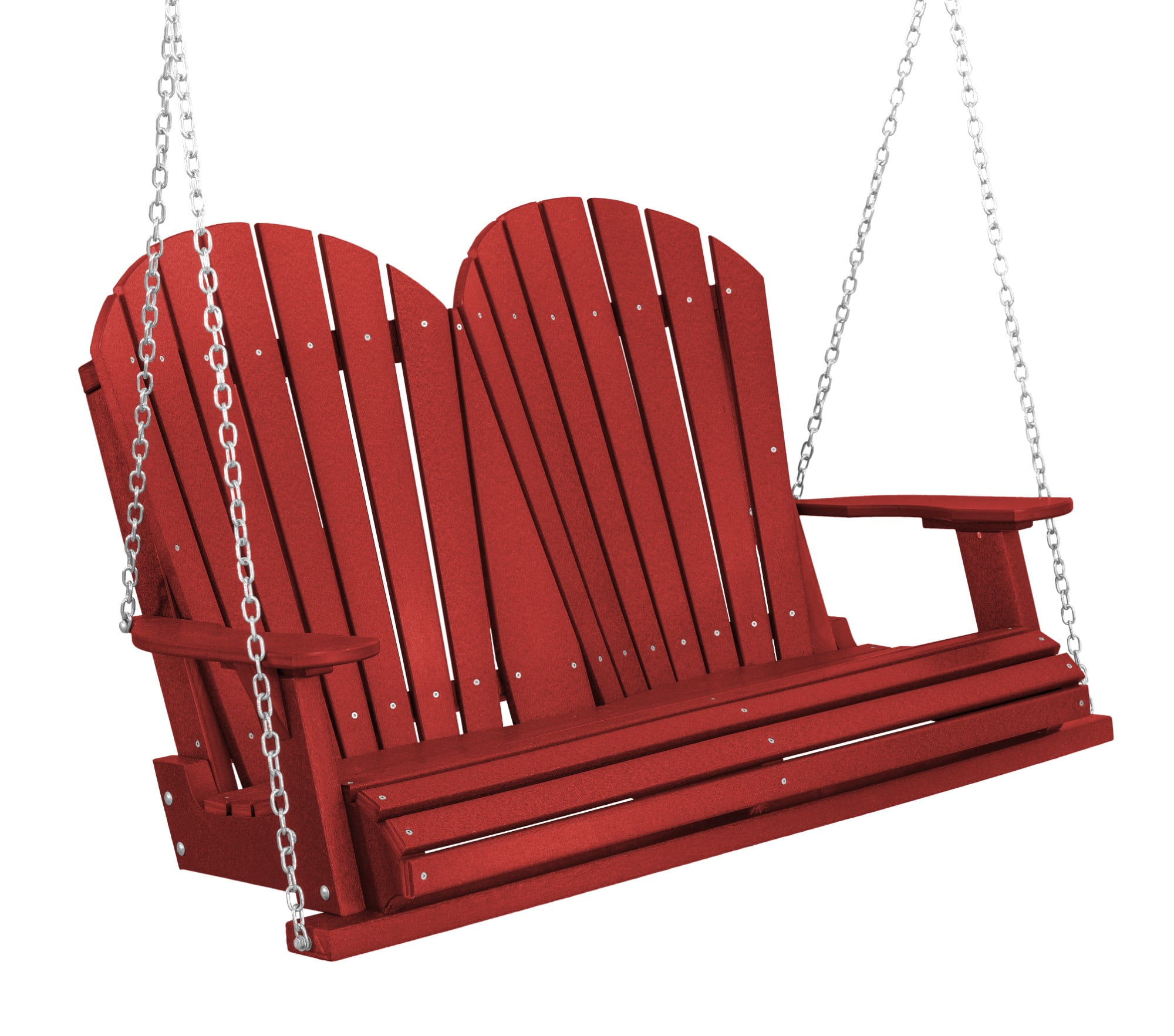 Cardinal Red Poly Lumber 2-Person Porch Swing with Adirondack Back