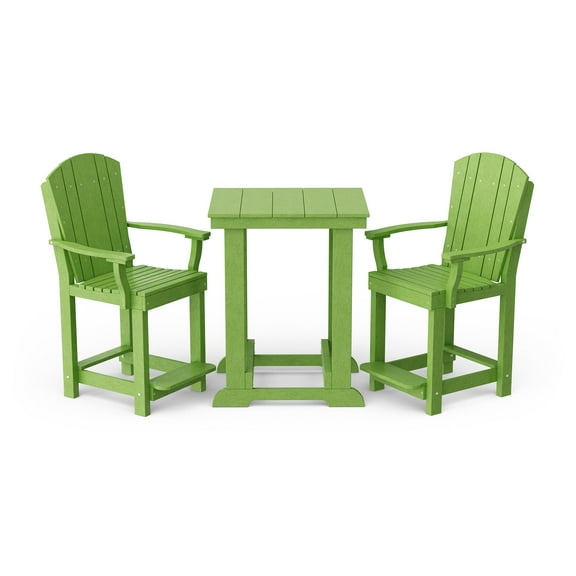 Wildridge Heritage 3-Piece Patio Counter Set, Lime Green - Outdoor Weather Resistant Recycled Plastic Furniture for Patio