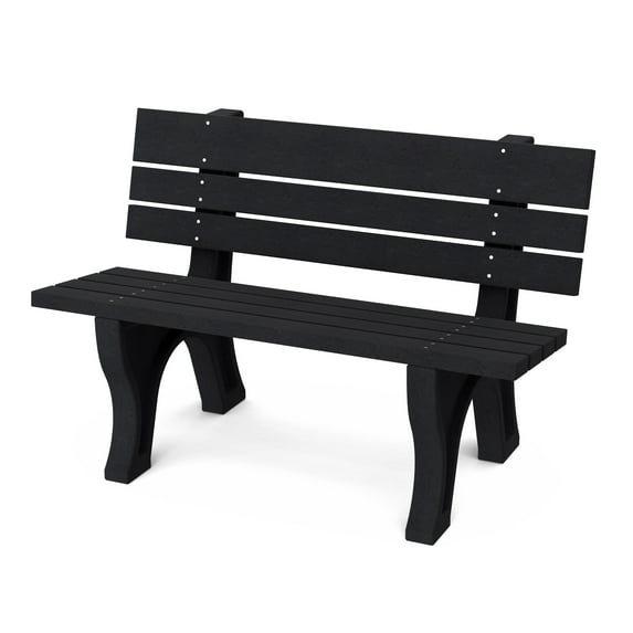 Wildridge Heritage 4' Park Bench, Black - Outdoor All-Weather HDPE Furniture