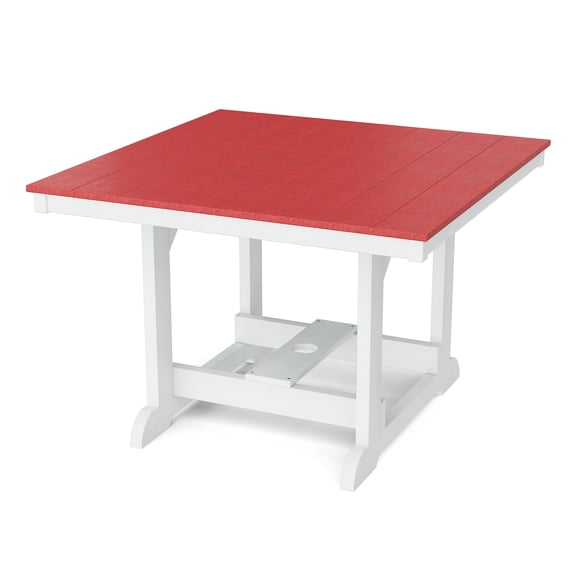 Wildridge Heritage 44"x44" Dining Table, Cardinal Red and White - Outdoor Weather Resistant Recycled Plastic Furniture for Patio
