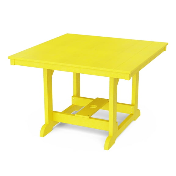 Wildridge Heritage 44"x44" Dining Table, Lemon Yellow - Outdoor Weather Resistant Recycled Plastic Furniture for Patio