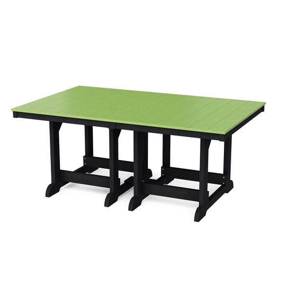 Wildridge Heritage 44"x72" Dining Table, Lime Green and Black - Outdoor Weather Resistant Recycled Plastic Furniture for Patio