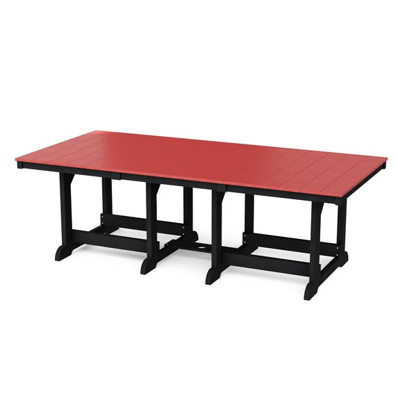Wildridge Heritage 44"x94" Dining Table, Cardinal Red and Black - Outdoor Weather Resistant Recycled Plastic Furniture for Patio