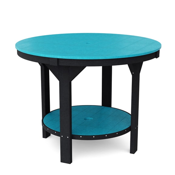 Wildridge Heritage 48" Pub Counter Table, Aruba Blue and Black - Outdoor Weather Resistant Recycled Plastic Furniture for Patio