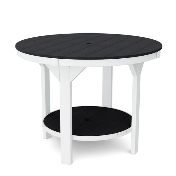 Wildridge Heritage 48" Pub Counter Table, Black and White - Outdoor Weather Resistant Recycled Plastic Furniture for Patio