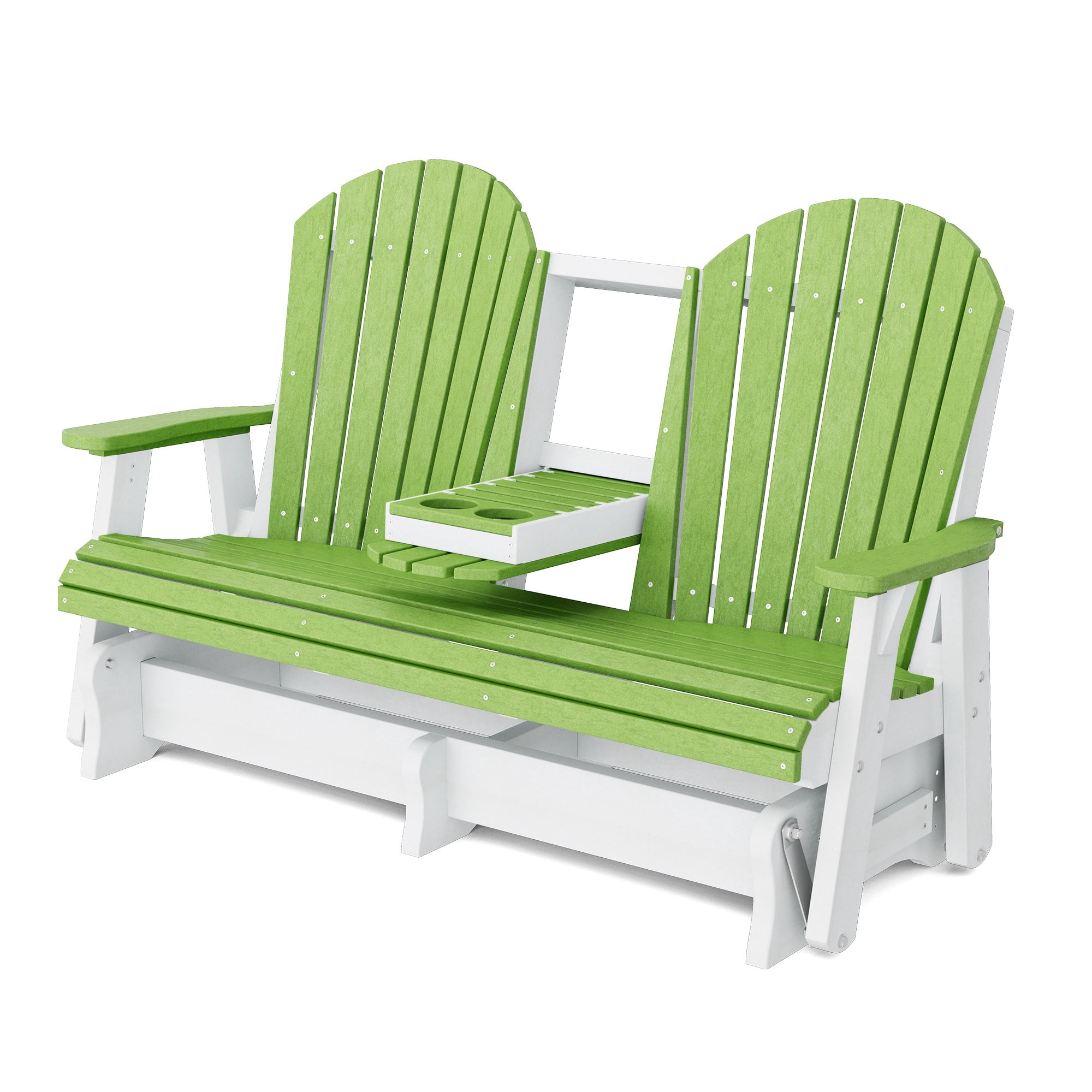 Wildridge Heritage 5' Glider with Console Glider, Lime Green and White