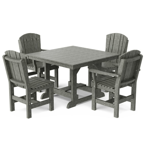 Wildridge Heritage 5-Piece 44"x44" Dining Set, Dark Gray - Outdoor Weather Resistant Recycled Plastic Furniture for Patio
