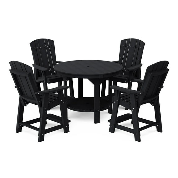 Wildridge Heritage 5-Piece 48" Pub Counter Set, Black - Outdoor Weather Resistant Recycled Plastic Furniture for Patio